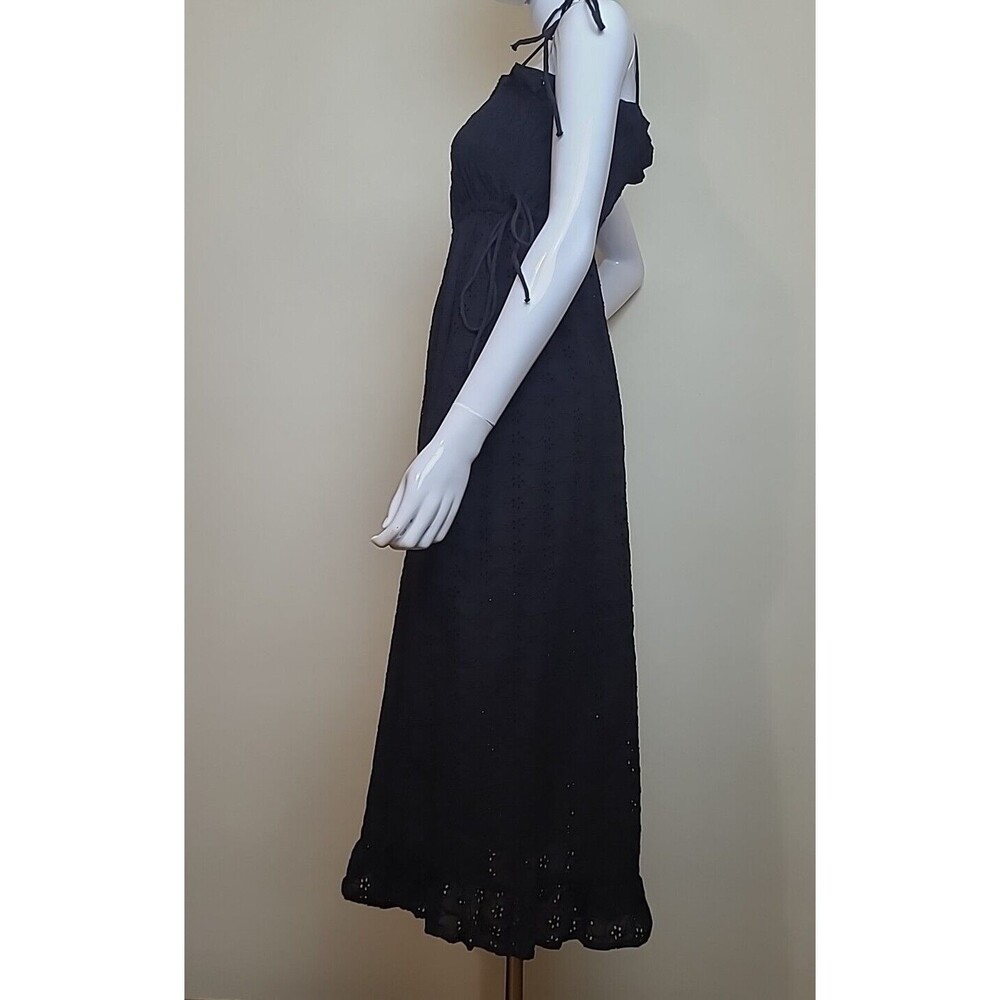 MNG Womens Spaghetti Strap Halter Eyelet Dress Black Size 4 - Picture 3 of 9